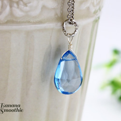 【再販】ライトカラー ロンドンブルートパーズ ブリオレットカット 14kgf ネックレス 6枚目の画像