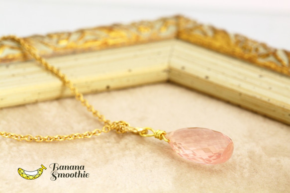 ほんのりピンクで女子力UP！宝石質 ローズクォーツ  Mサイズ 14kgfネックレス 5枚目の画像