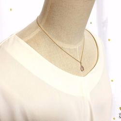 ほんのりピンクで女子力UP！宝石質 ローズクォーツ  Mサイズ 14kgfネックレス 7枚目の画像