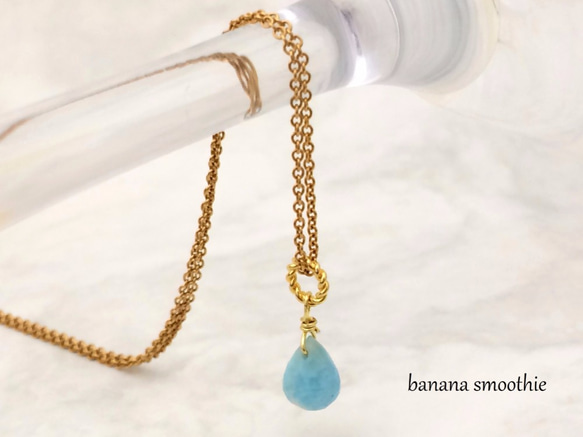 ラリマー ドロップ ブリオレットカット 小粒ネックレス 14kgf 40cm 1枚目の画像