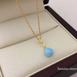 ラリマー ドロップ ブリオレットカット 小粒ネックレス 14kgf 40cm 2枚目の画像