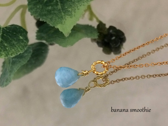 ラリマー ドロップ ブリオレットカット 小粒ネックレス 14kgf 40cm 3枚目の画像