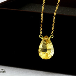【再販】宝石の煌めき 11月誕生石 シトリン Mサイズ コンケーブカット 14kgfネックレス 1枚目の画像