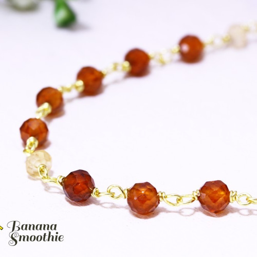 1月誕生石 ヘソナイト(オレンジガーネット)とシトリンの細身