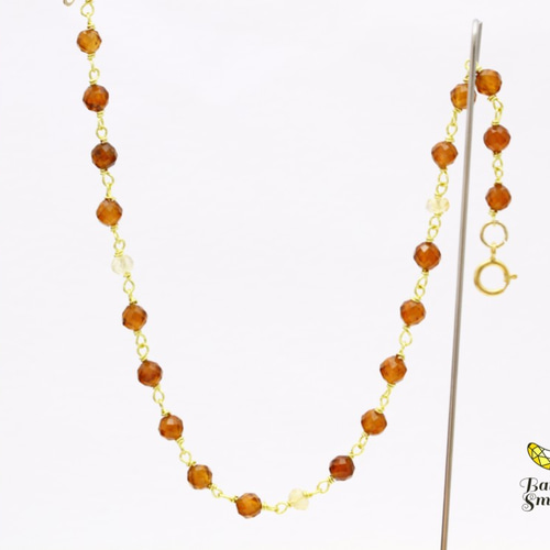 1月誕生石 ヘソナイト(オレンジガーネット)とシトリンの細身