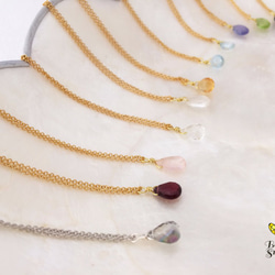 【受注製作】天然石の一粒シンプルネックレス 14kgf 40cm 2枚目の画像