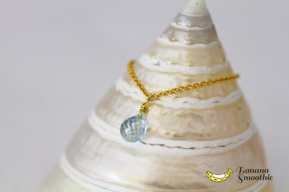 【受注製作】天然石の一粒シンプルネックレス 14kgf 40cm 3枚目の画像