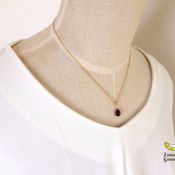 【受注製作】天然石の一粒シンプルネックレス 14kgf 40cm 5枚目の画像