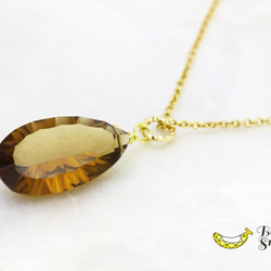 大胆な大粒サイズ 宝石質 ビアクォーツ コンケーブカット 14kgfネックレス 4月誕生石 1枚目の画像