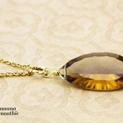 大胆な大粒サイズ 宝石質 ビアクォーツ コンケーブカット 14kgfネックレス 4月誕生石 2枚目の画像