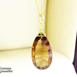 大胆な大粒サイズ 宝石質 ビアクォーツ コンケーブカット 14kgfネックレス 4月誕生石 3枚目の画像