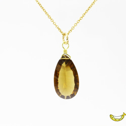 大胆な大粒サイズ 宝石質 ビアクォーツ コンケーブカット 14kgfネックレス 4月誕生石 5枚目の画像