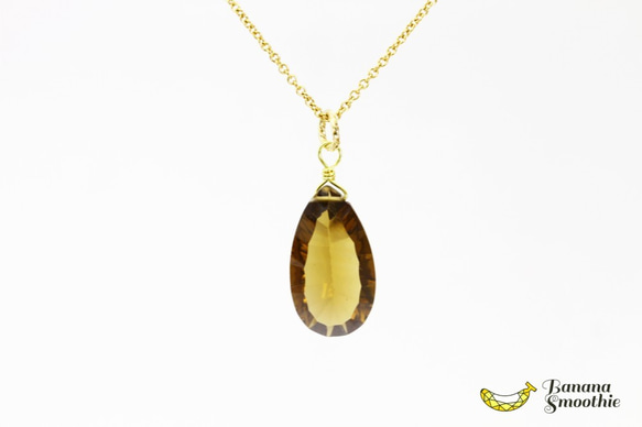 大胆な大粒サイズ 宝石質 ビアクォーツ コンケーブカット 14kgfネックレス 4月誕生石 5枚目の画像