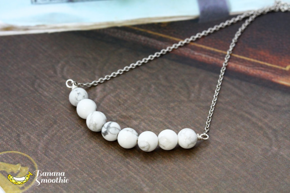 心を清らかにする癒しのストーン ハウライト ラウンド4ｍｍ スタイリッシュな大人ネックレス silver925 2枚目の画像