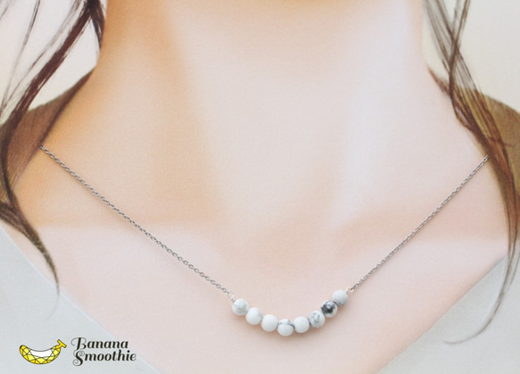 心を清らかにする癒しのストーン ハウライト ラウンド4ｍｍ スタイリッシュな大人ネックレス silver925 3枚目の画像