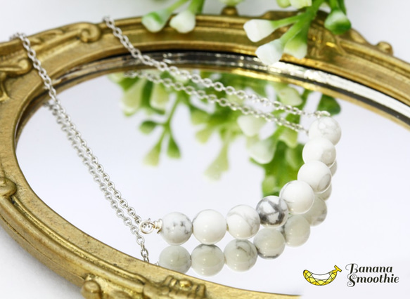 心を清らかにする癒しのストーン ハウライト ラウンド4ｍｍ スタイリッシュな大人ネックレス silver925 4枚目の画像