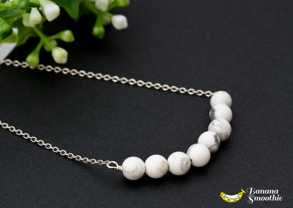 心を清らかにする癒しのストーン ハウライト ラウンド4ｍｍ スタイリッシュな大人ネックレス silver925 5枚目の画像