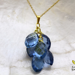 味わい深いブルーが魅力 ロンドンブルークォーツ マーキス 14kgf ぶどうネックレス 7枚目の画像