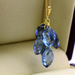 味わい深いブルーが魅力 ロンドンブルークォーツ マーキス 14kgf ぶどうネックレス 8枚目の画像