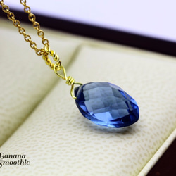 さりげないブルーで知的に ロンドンブルークォーツ マーキス 14kgf シンプルネックレス 2枚目の画像