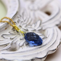 さりげないブルーで知的に ロンドンブルークォーツ マーキス 14kgf シンプルネックレス 5枚目の画像