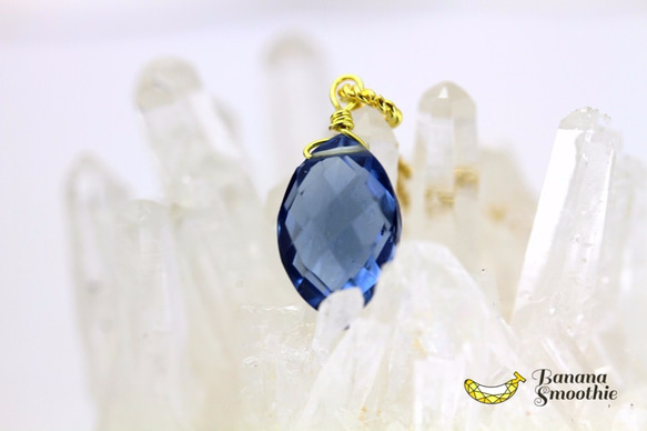 さりげないブルーで知的に ロンドンブルークォーツ マーキス 14kgf シンプルネックレス 8枚目の画像