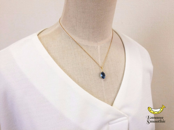 さりげないブルーで知的に ロンドンブルークォーツ マーキス 14kgf シンプルネックレス 9枚目の画像