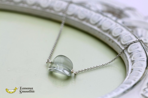 グリーンアメジスト 中サイズ ラフカット プレーンタイプ silver925ネックレス 4枚目の画像