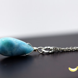 【再販】希少石 ヒーリングストーン 大粒 ラリマー ペアシェイプ silver925ネックレス 3枚目の画像