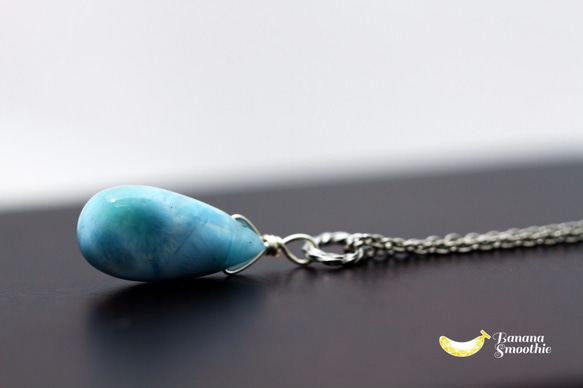 【再販】希少石 ヒーリングストーン 大粒 ラリマー ペアシェイプ silver925ネックレス 3枚目の画像