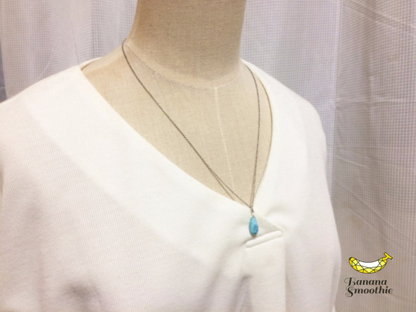 【再販】希少石 ヒーリングストーン 大粒 ラリマー ペアシェイプ silver925ネックレス 7枚目の画像