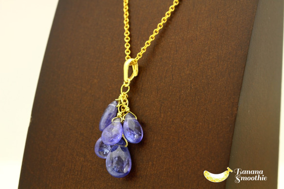 大人パープルに魅了される 12月誕生石 タンザナイト プレーン 14kgfぶどうネックレス 4枚目の画像