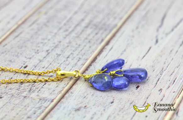 大人パープルに魅了される 12月誕生石 タンザナイト プレーン 14kgfぶどうネックレス 7枚目の画像