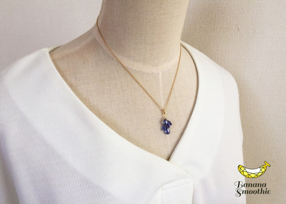 大人パープルに魅了される 12月誕生石 タンザナイト プレーン 14kgfぶどうネックレス 8枚目の画像