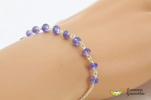 手首に宝石の輝きをまとう 12月誕生石 タンザナイト Silver925ブレスレット 4枚目の画像