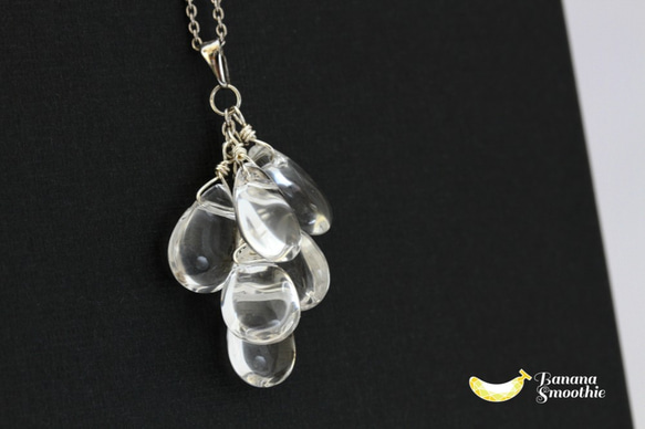 ぶどうのように♡ 水晶(クリスタル) ペアシェイプ プレーン silver925ネックレス 4月誕生石 4枚目の画像