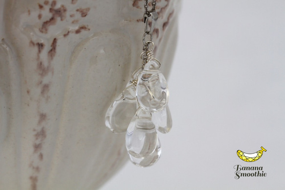 ぶどうのように♡ 水晶(クリスタル) ペアシェイプ プレーン silver925ネックレス 4月誕生石 6枚目の画像