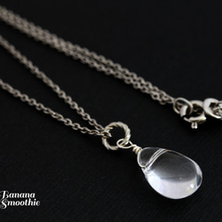 心まで清らかに 水晶(クリスタル) ペアシェイプ プレーン silver925シンプルネックレス 2枚目の画像