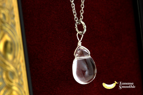 心まで清らかに 水晶(クリスタル) ペアシェイプ プレーン silver925シンプルネックレス 4枚目の画像