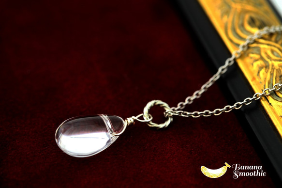 心まで清らかに 水晶(クリスタル) ペアシェイプ プレーン silver925シンプルネックレス 5枚目の画像