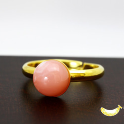 【再販×2】女性らしさUP ピンクオパール 8mm カボションリング フリーサイズ ゴールド 4枚目の画像