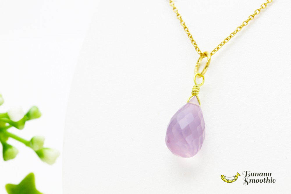 優しい色味の ラベンダーカルセドニー (濃いめ) ブリオレットカット 14kgf ネックレス