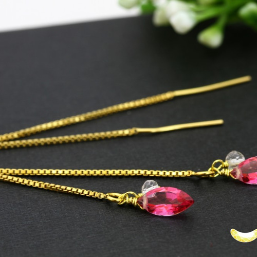 あんみ様　宝石質ピンクトパーズ*14kgfピアス他 大人ピンクで女子力UP 宝石質 ピンクトパーズ × ホワイト