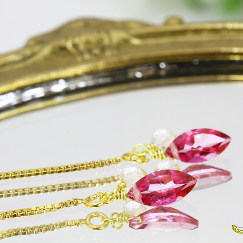 大人ピンクで女子力UP 宝石質 ピンクトパーズ × ホワイトトパーズ