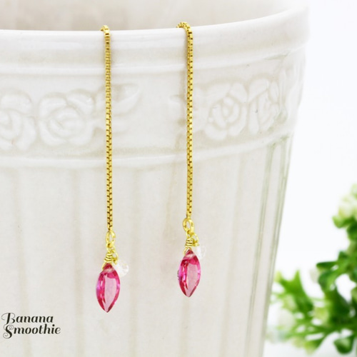 あんみ様　宝石質ピンクトパーズ*14kgfピアス他 大人ピンクで女子力UP 宝石質 ピンクトパーズ × ホワイト