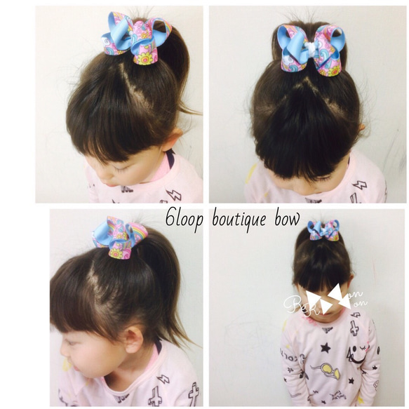 34＊kids用ポニーヘアゴム♡6loop boutique bow♡選べる3種のスター柄 3枚目の画像