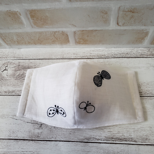 マスク ハンドメイド 立体マスク ミナペルホネン choucho 3重ガーゼ