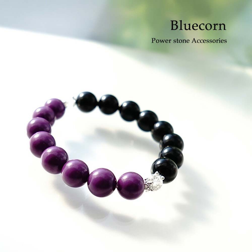 【あなたを優しく包み、守り続ける】高品質 フォスフォシデライト ＆ モリオン黒水晶 他 バイカラー ブレスレット 天然石