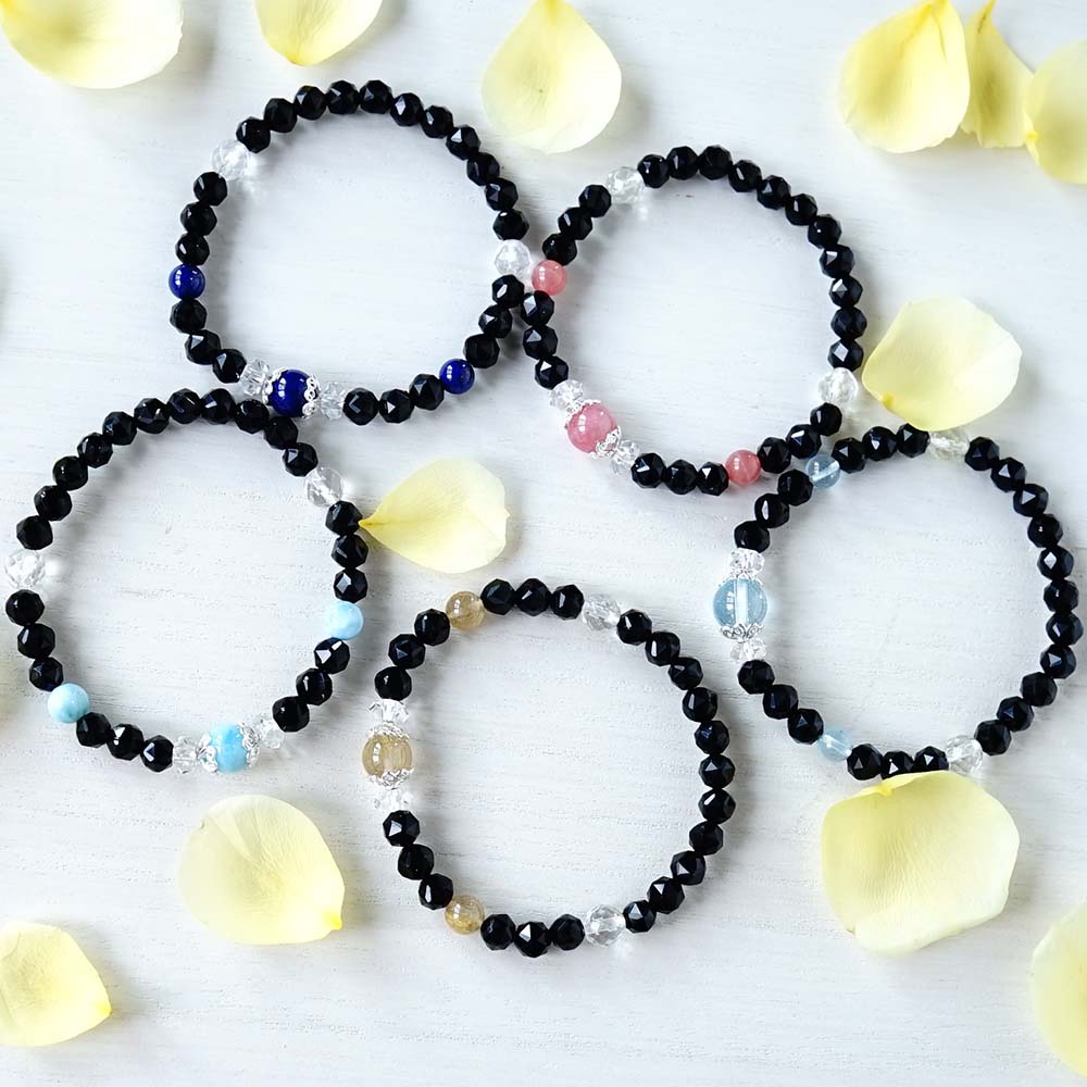 【最強のお守り石と幸運の天然石を】５種類から選べる！モリオン黒水晶 ヒマラヤ水晶 お守り ブレスレット 天然石