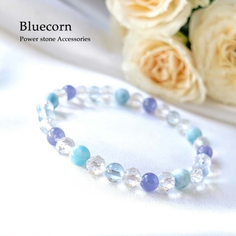 【最高の日々を】５A 高品質 タンザナイト・ラリマー、ブルートパーズ 水晶 ブレスレット 天然石 爽やかで癒しの天然石